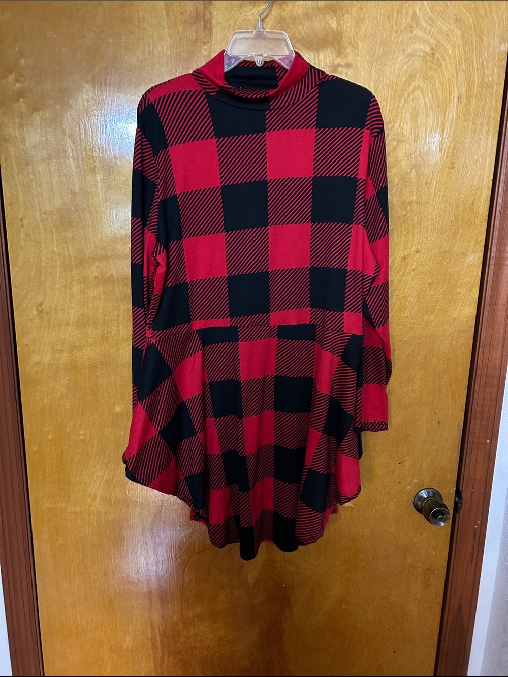 Love Red and Black Buffalo Plaid Tunic Size 2x